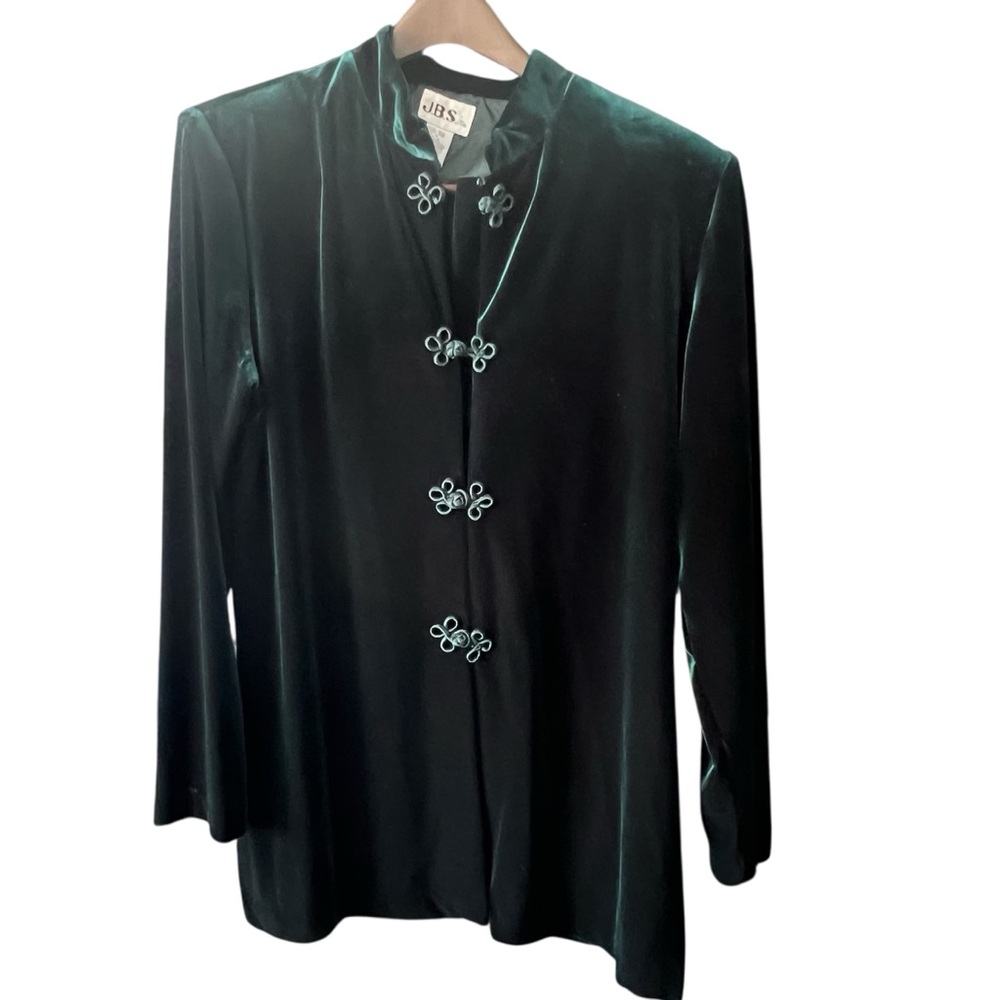 Vintage 80s Velvet JBS Green Jacket sz 14 Goth Steampunk New Wave Retro Frog Cl.